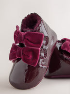 Burgundy Red Bow Baby Boots (0-24mths)