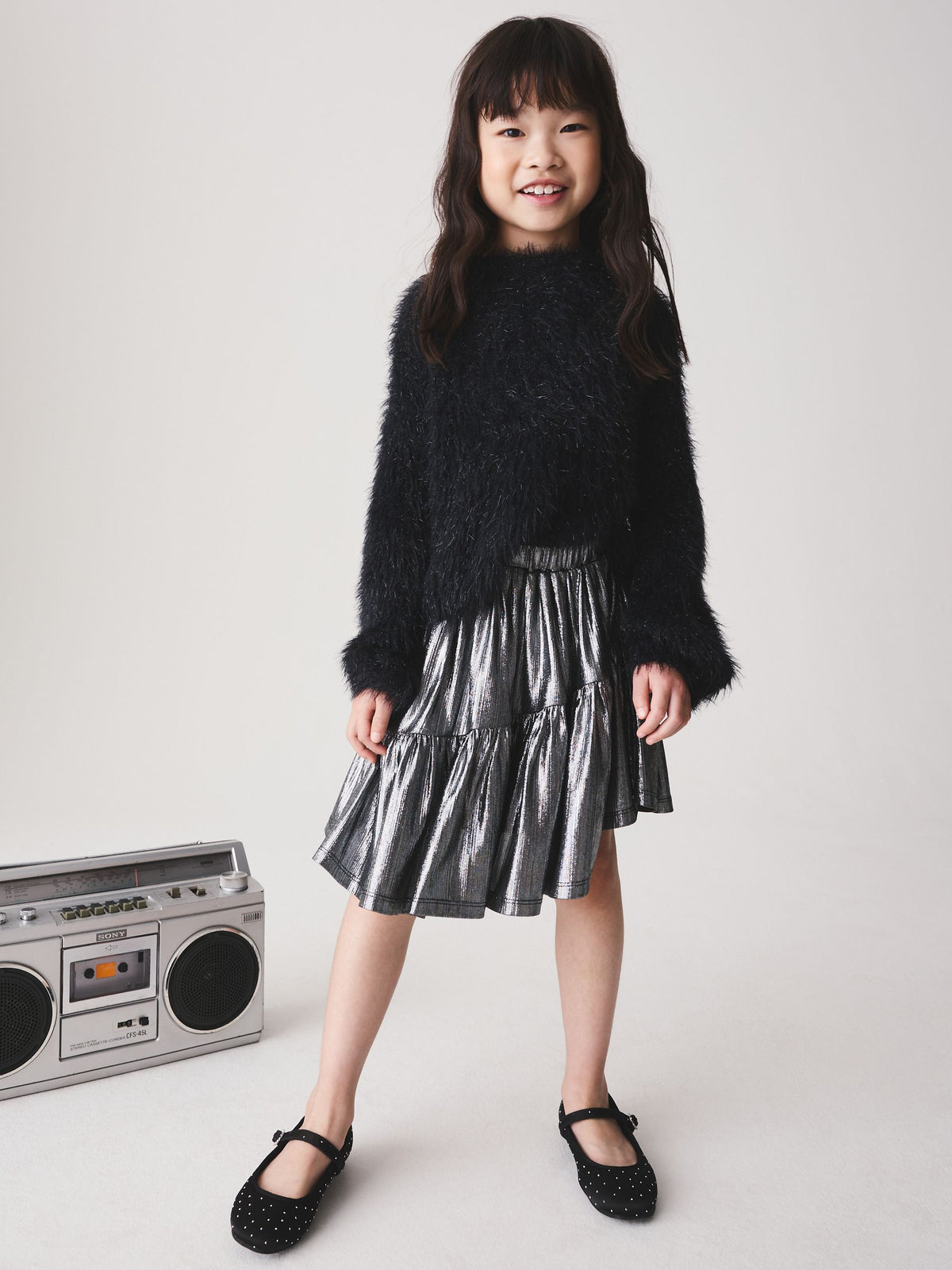 Black Tinsel Fluffy Jumper (3-16yrs)