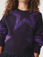 Purple Tinsel Star Fluffy Jumper (3-16yrs)