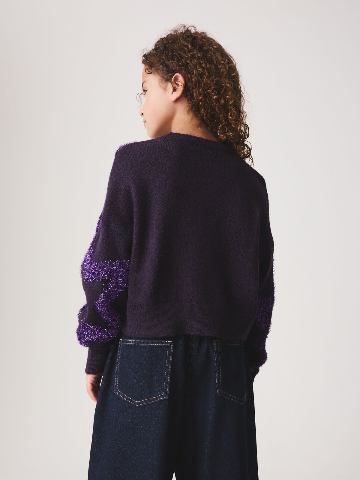 Purple Tinsel Star Fluffy Jumper (3-16yrs)