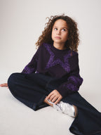 Purple Tinsel Star Fluffy Jumper (3-16yrs)
