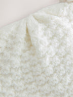 White Pointelle Double Pom Baby Beanie