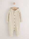 Neutral Knitted Cable Baby Romper (0mths-3yrs)