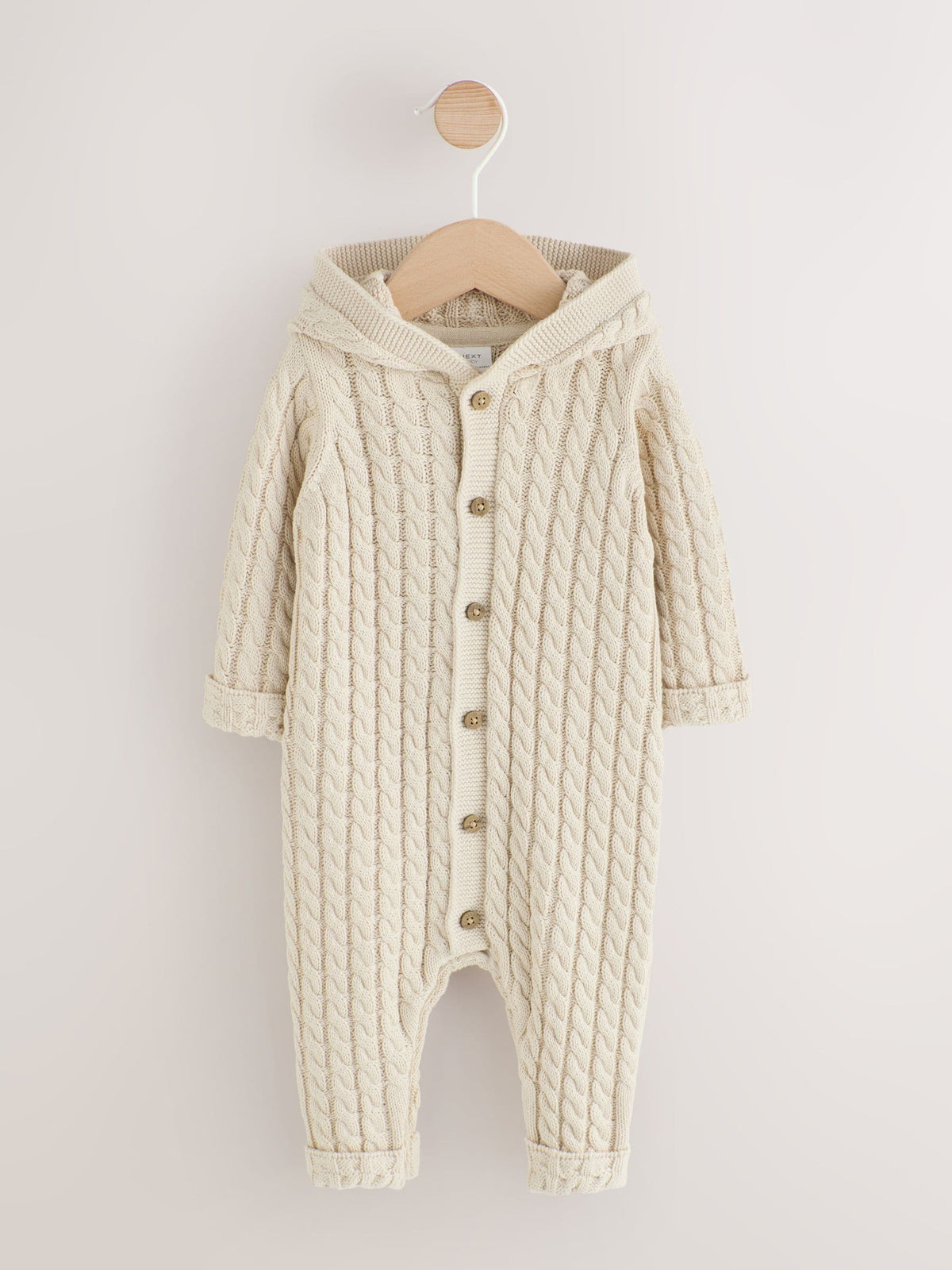 Neutral Knitted Cable Baby Romper (0mths-3yrs)