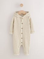 Neutral Knitted Cable Baby Romper (0mths-3yrs)