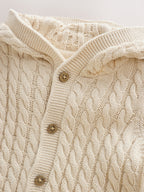Neutral Knitted Cable Baby Romper (0mths-3yrs)