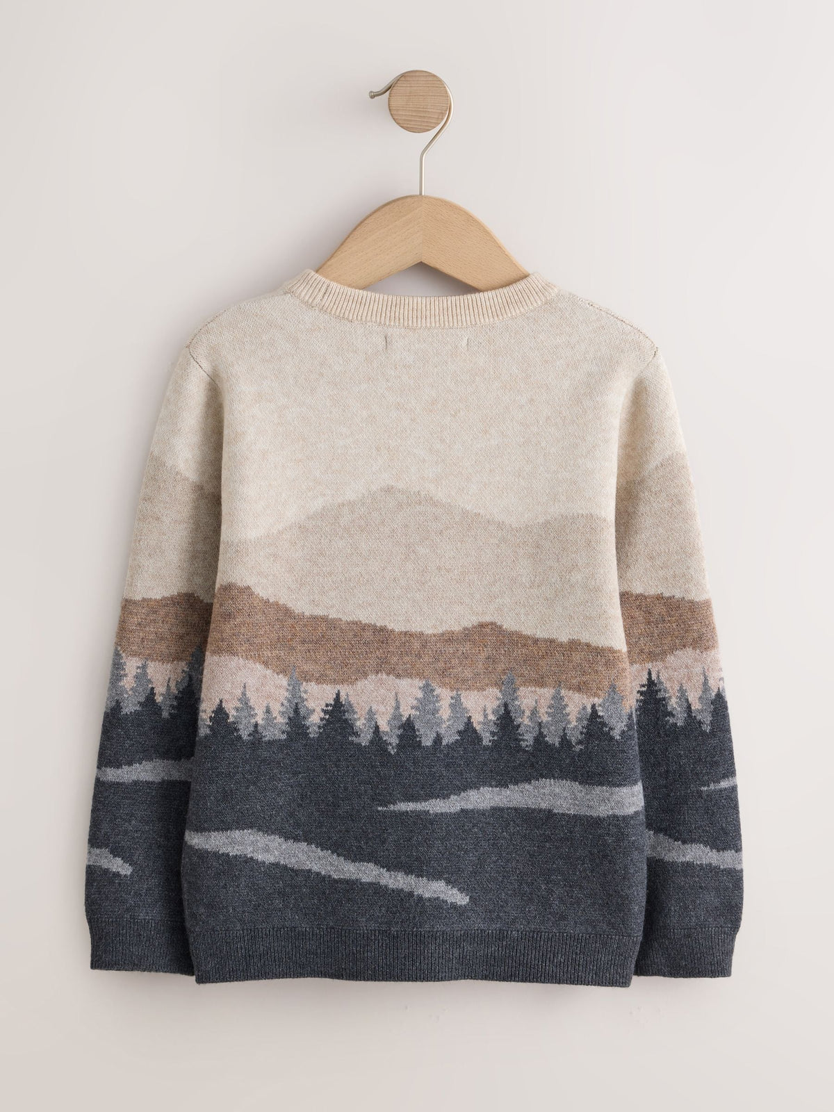 Brown/Cream Knitted Mountain Scene Crew Jumper (3-16yrs)