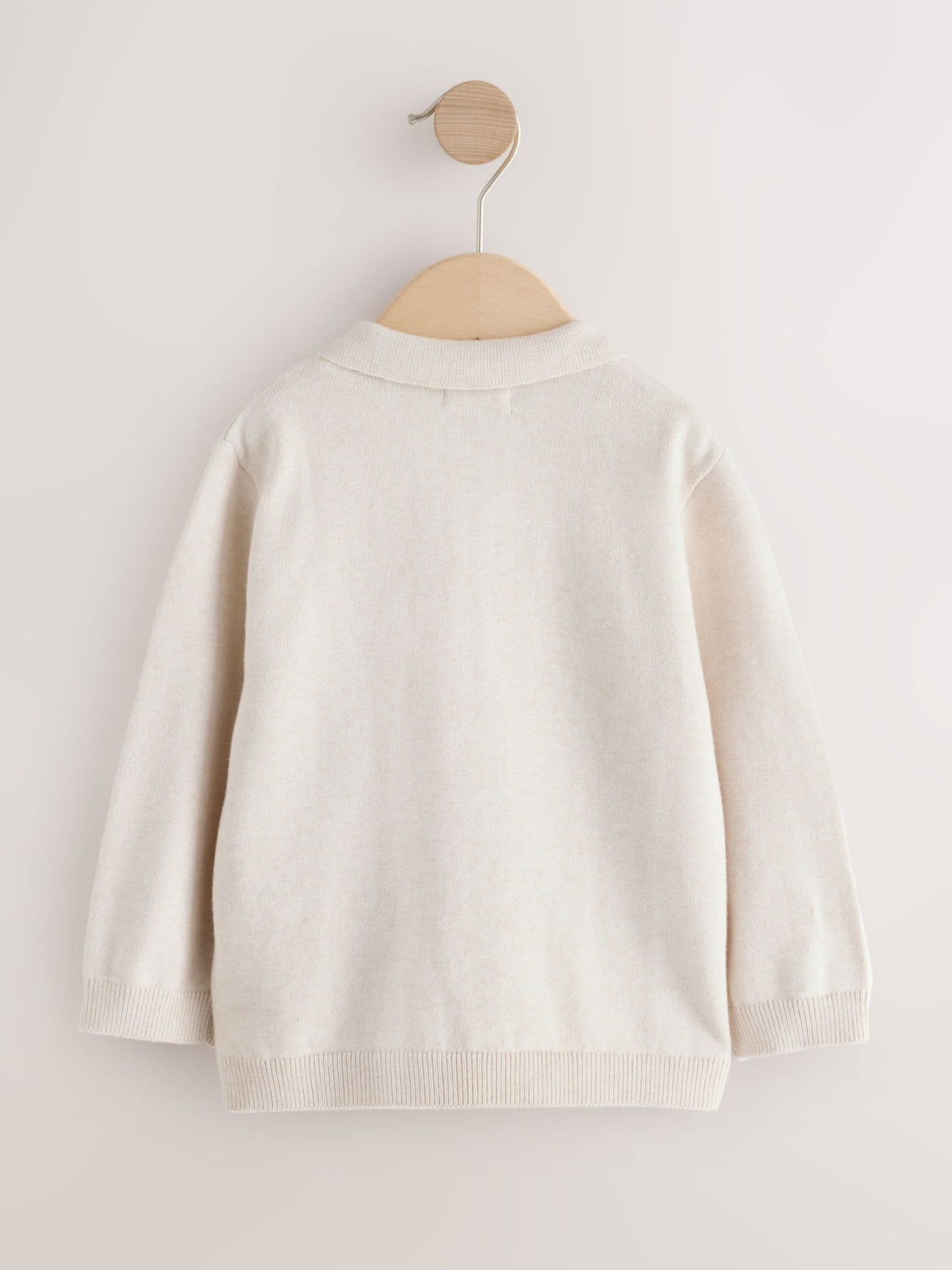 Ecru Long Sleeve Knitted Polo Shirt (3mths-7yrs)