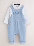 Baker by Ted Baker Blue Textured Dungaree and Polo Shirt Set