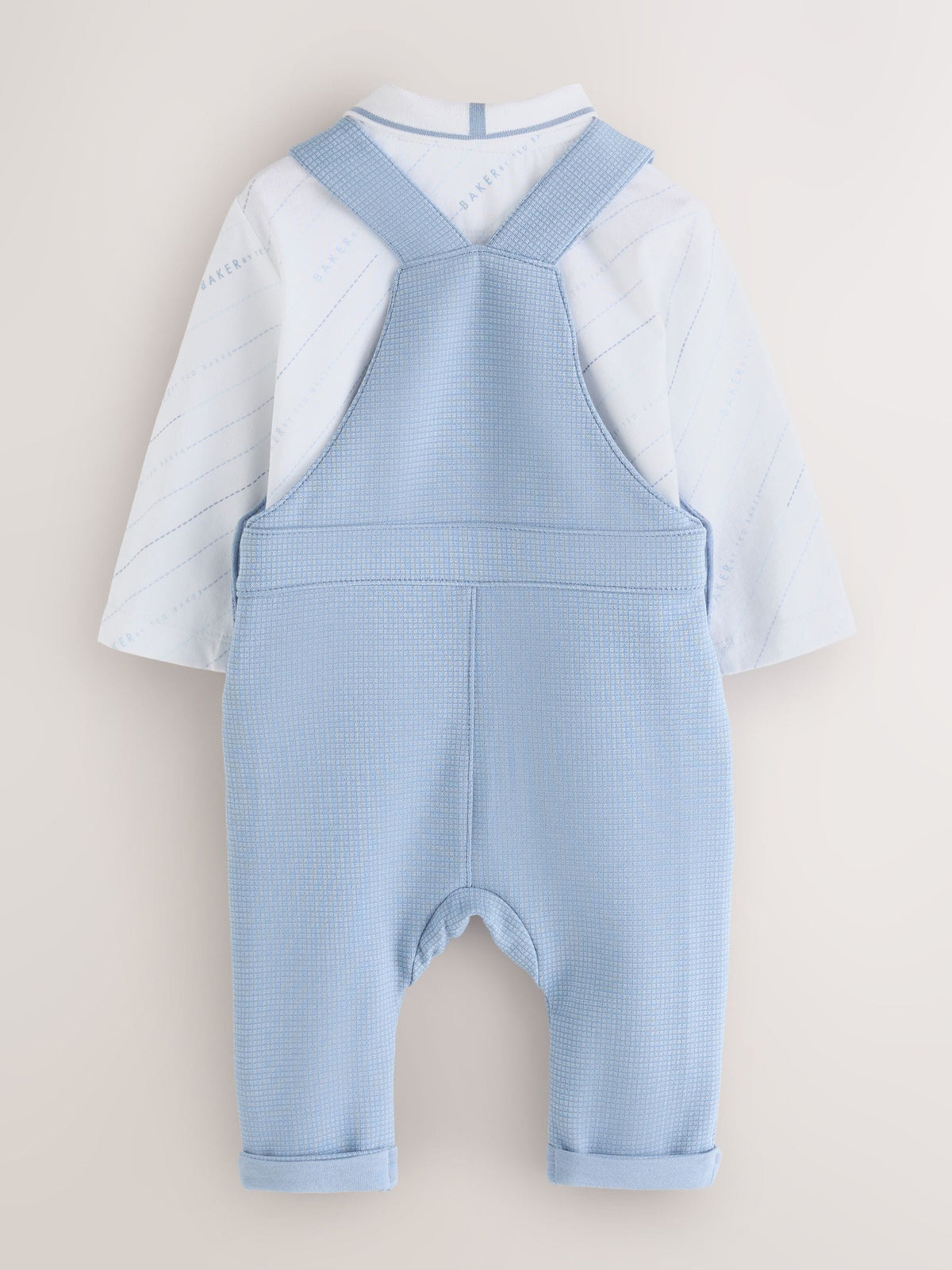 Baker by Ted Baker Blue Textured Dungaree and Polo Shirt Set
