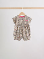 Pink and Leopard Printed Button T-Shirt Jersey Baby Rompers 3 Pack