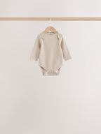 Grey/Blue/Neutral Long Sleeve Baby Bodysuits 5 Pack