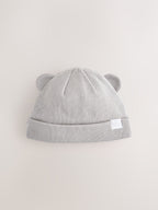 Grey / Cream Rib Baby Beanie Hats 2 Pack