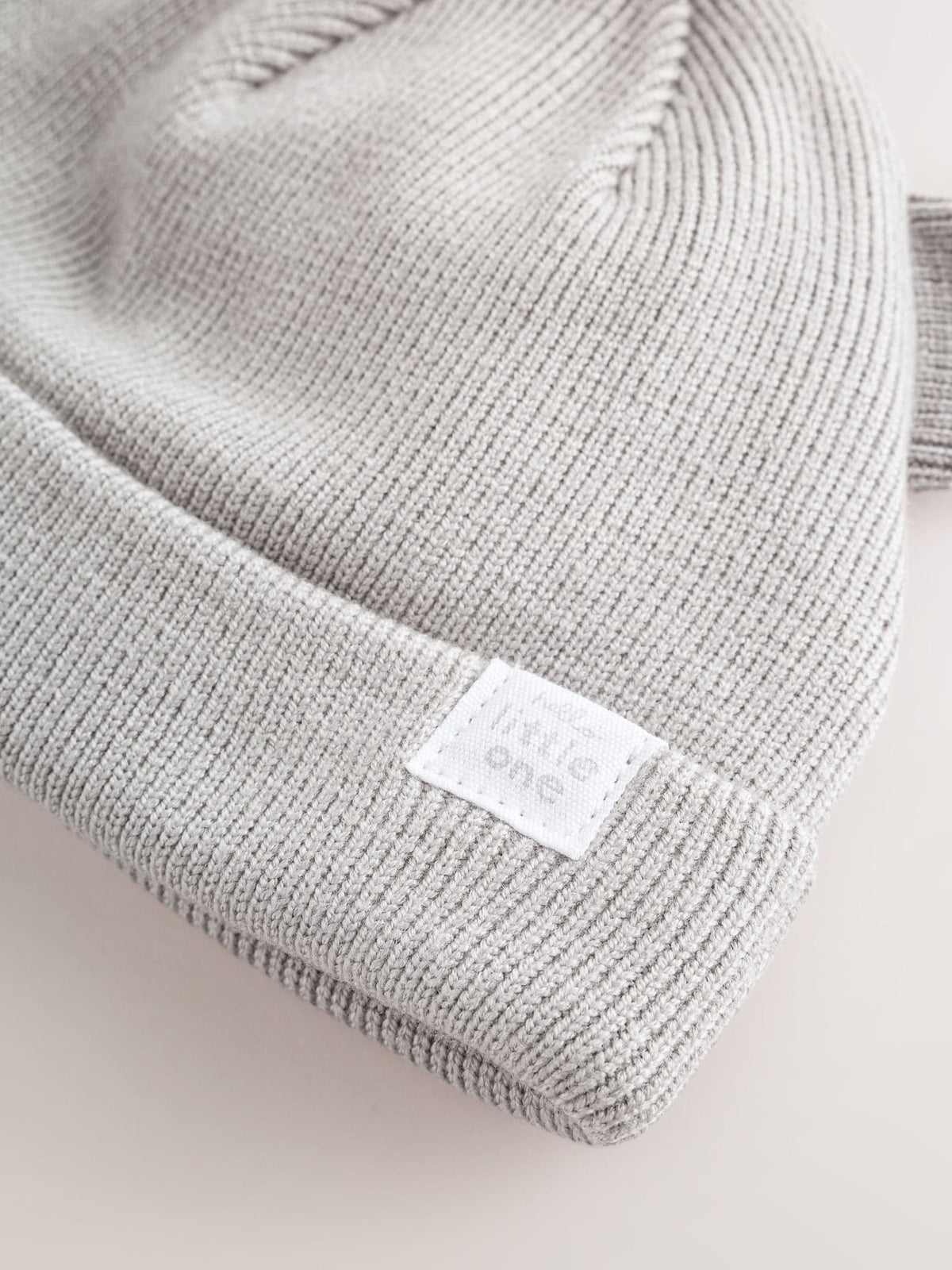 Grey / Cream Rib Baby Beanie Hats 2 Pack