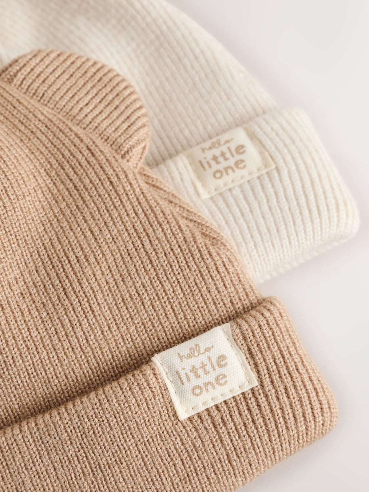 Neutral / Tan Rib Baby Beanie Hats 2 Pack