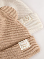Neutral / Tan Rib Baby Beanie Hats 2 Pack