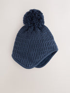 Navy Blue Knitted Trapper Baby Hat