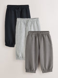 Grey/Black Wide Cuffed Joggers 3 Pack (3mths-7yrs)