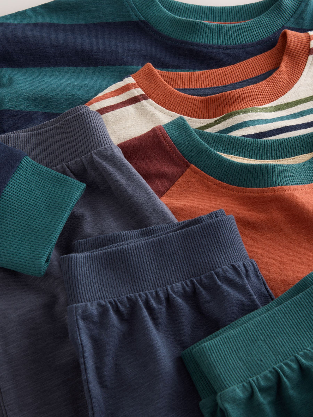Orange/Navy/Green Stripe Long Sleeve Jogger Pyjamas Set 3 Pack (3-16yrs)