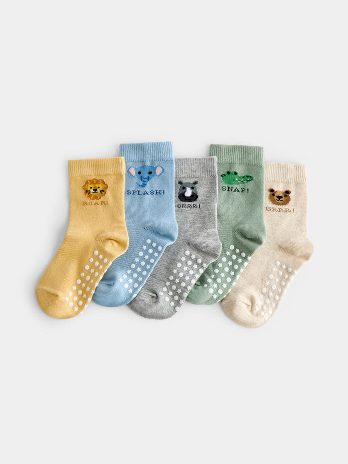 JoJo Maman Bébé Multi 5-Pack Safari Animal Socks