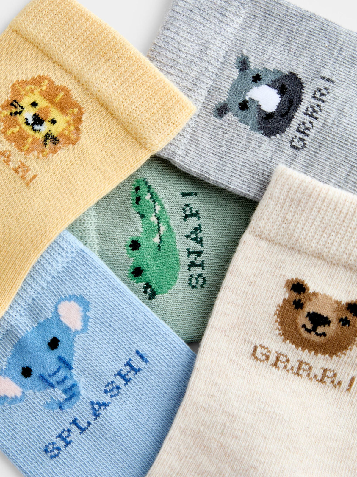 JoJo Maman Bébé Multi 5-Pack Safari Animal Socks