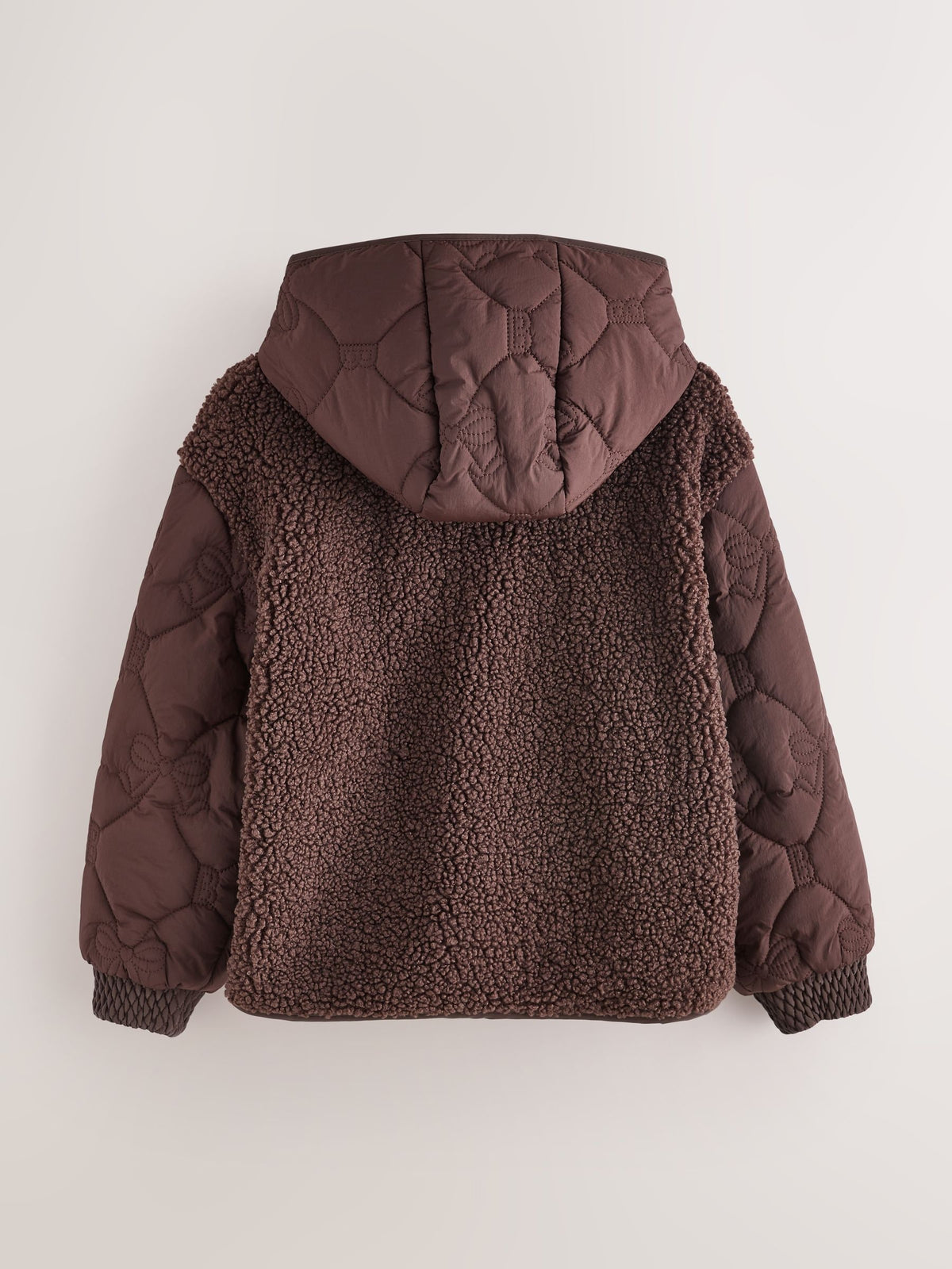 Baker by Ted Baker Brown Borg Fleece & Nylon Mix Hooded Jacket