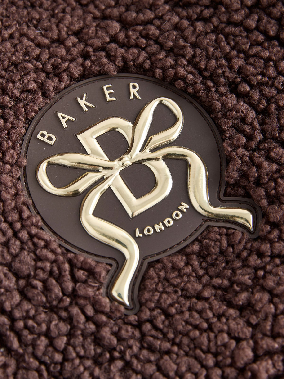 Baker by Ted Baker Brown Borg Fleece & Nylon Mix Hooded Jacket