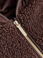 Baker by Ted Baker Brown Borg Fleece & Nylon Mix Hooded Jacket