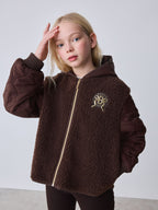 Baker by Ted Baker Brown Borg Fleece & Nylon Mix Hooded Jacket