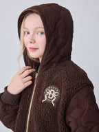 Baker by Ted Baker Brown Borg Fleece & Nylon Mix Hooded Jacket