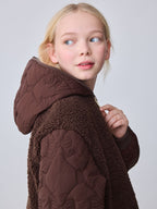 Baker by Ted Baker Brown Borg Fleece & Nylon Mix Hooded Jacket
