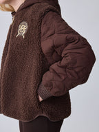 Baker by Ted Baker Brown Borg Fleece & Nylon Mix Hooded Jacket