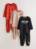 Black/Red/Stone Oversized Pyjamas 3 Pack (9mths-11yrs)