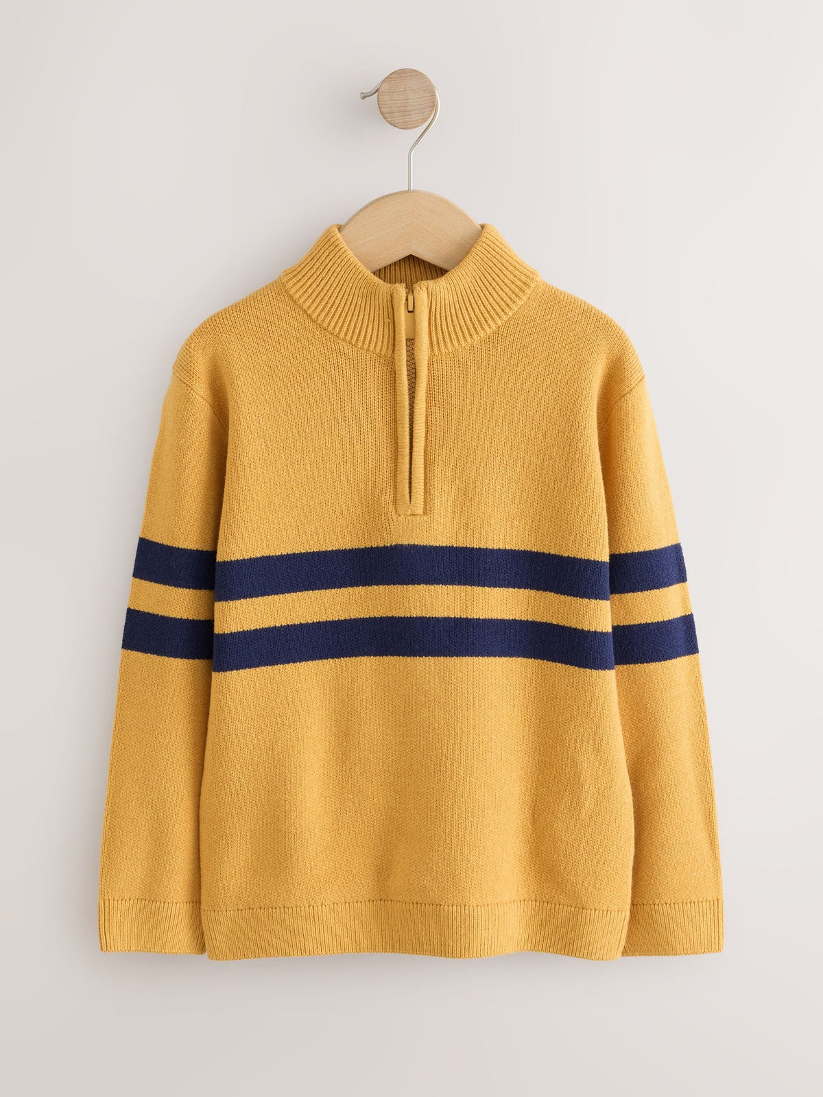 Ochre Yellow Colourblock Zip Neck Knitted Jumper (3-16yrs)