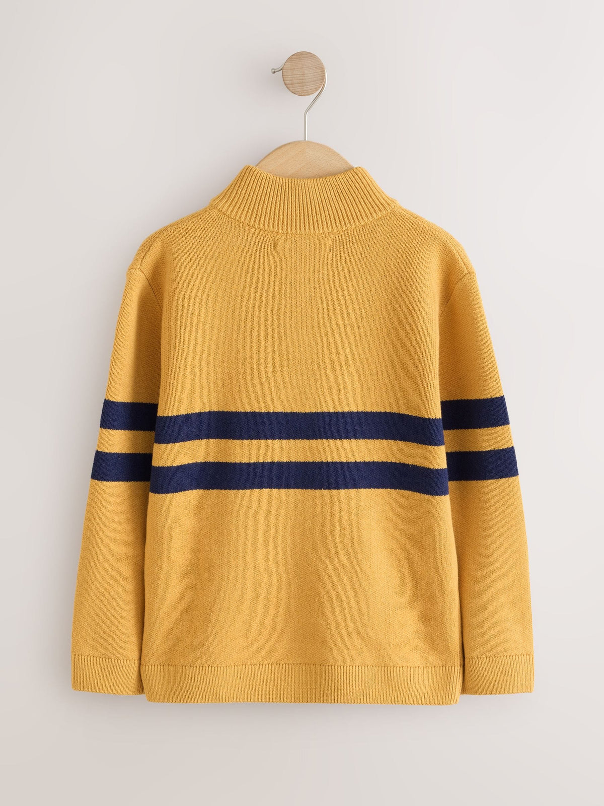Ochre Yellow Colourblock Zip Neck Knitted Jumper (3-16yrs)