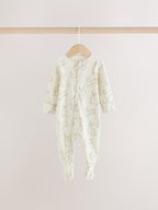 Neutral Bunny Two Way Zip Baby Sleepsuits 3 Pack (0mths-2yrs)