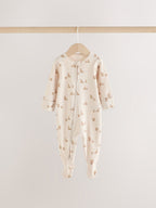 Neutral Bunny Two Way Zip Baby Sleepsuits 3 Pack (0mths-2yrs)
