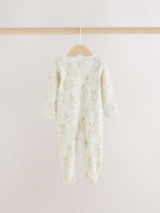 Neutral Bunny Two Way Zip Baby Sleepsuits 3 Pack (0mths-2yrs)