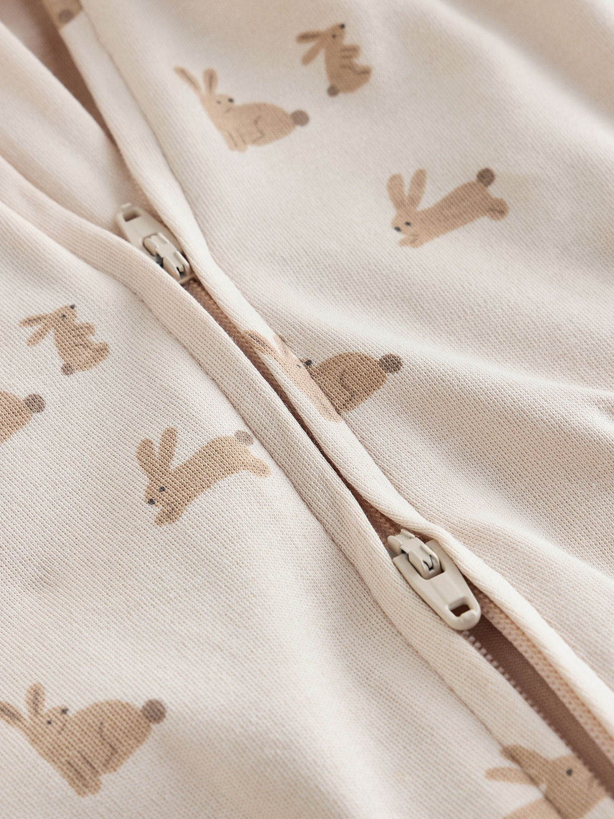 Neutral Bunny Two Way Zip Baby Sleepsuits 3 Pack (0mths-2yrs)