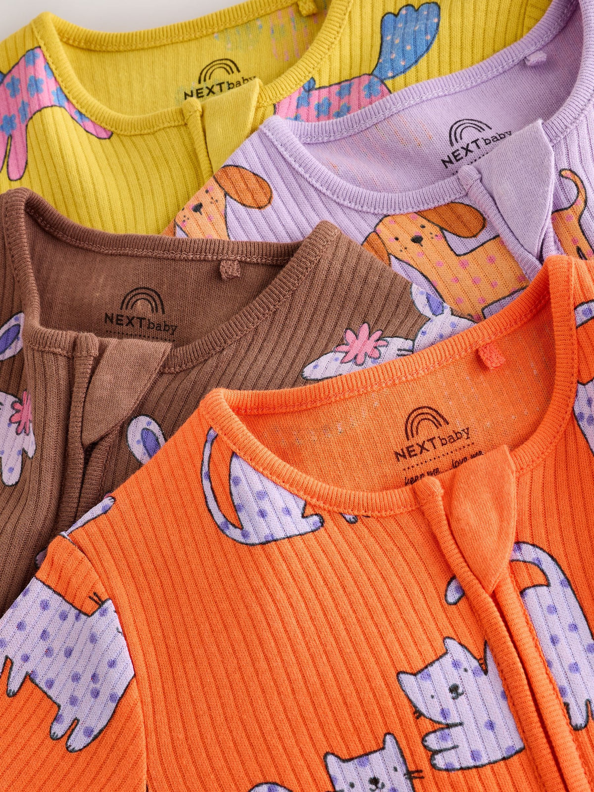 Bright Animal Two Way Zip Baby Sleepsuits 4 Pack (0mths-2yrs)