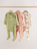 Pink/Green Bunny Wrap Baby Sleepsuits 3 Pack (0mths-3yrs)