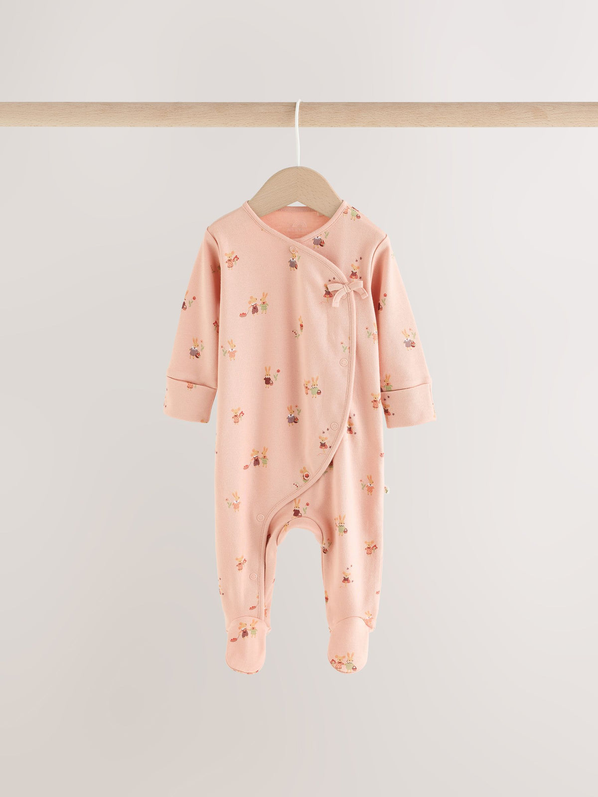 Pink/Green Bunny Wrap Baby Sleepsuits 3 Pack (0mths-3yrs)
