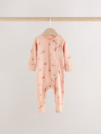 Pink/Green Bunny Wrap Baby Sleepsuits 3 Pack (0mths-3yrs)