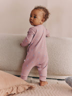 Brown/Blue Heart Two-Way Zip Baby Sleepsuits 4 Pack (0mths-3yrs)