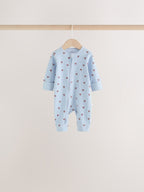 Brown/Blue Heart Two-Way Zip Baby Sleepsuits 4 Pack (0mths-3yrs)