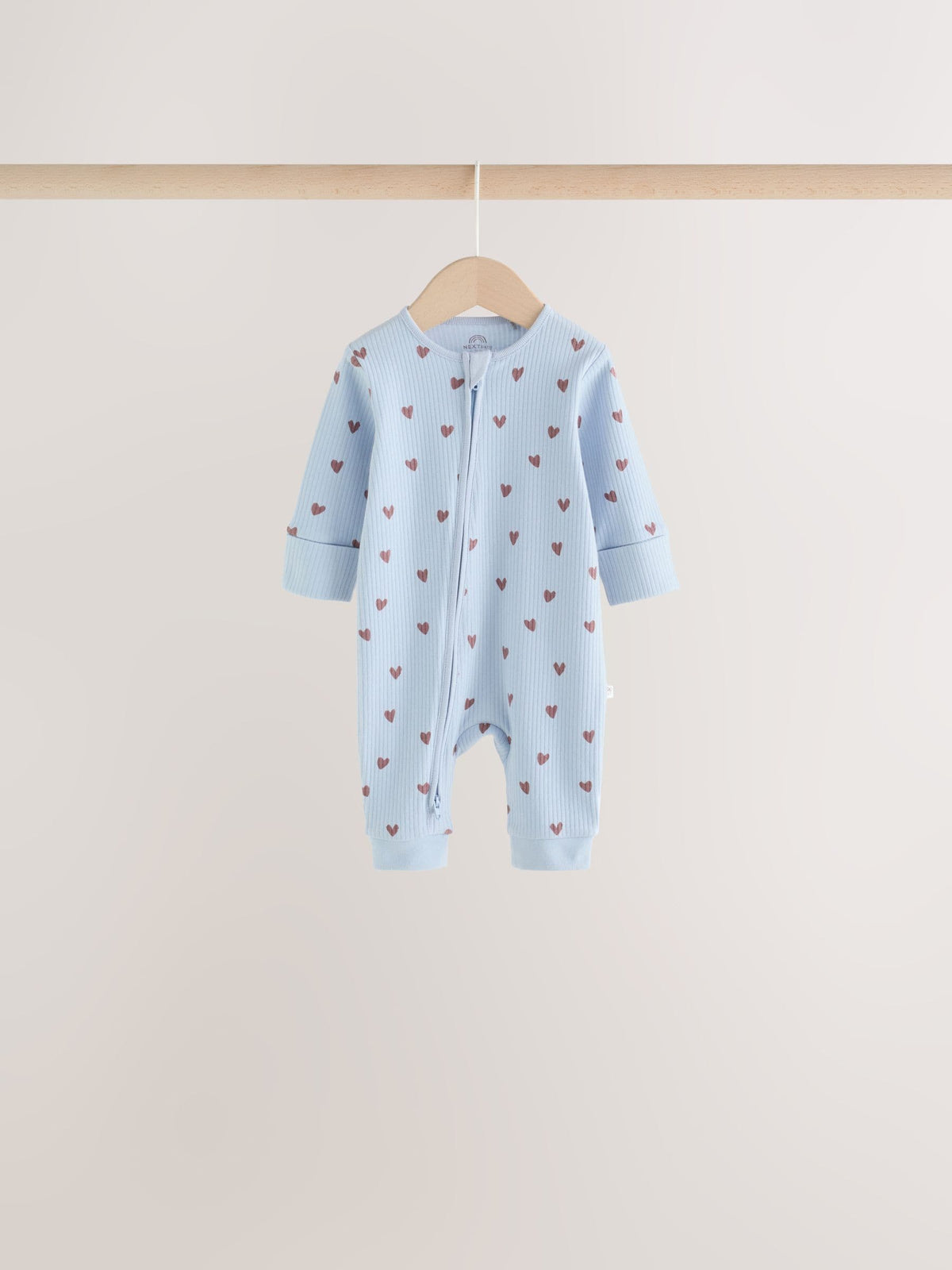 Brown/Blue Heart Two-Way Zip Baby Sleepsuits 4 Pack (0mths-3yrs)