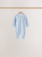 Brown/Blue Heart Two-Way Zip Baby Sleepsuits 4 Pack (0mths-3yrs)
