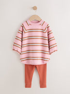 Pink/Cream Stripe Sweatshirt and Leggings Set (3mths-7yrs)