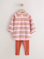 Pink/Cream Stripe Sweatshirt and Leggings Set (3mths-7yrs)