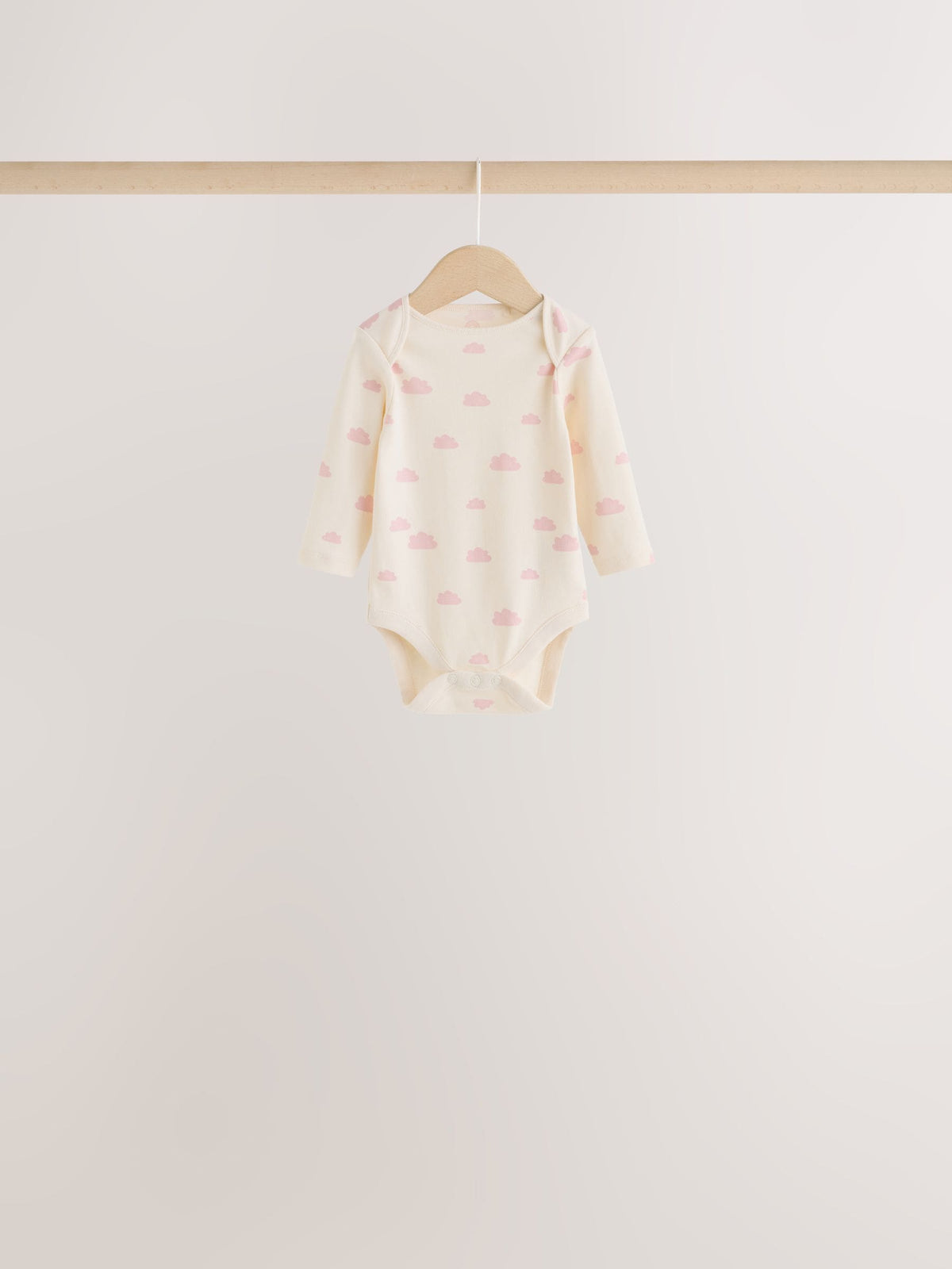 Ecru/Pink Cloud Long Sleeve Baby Bodysuits 5 Pack
